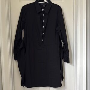 Black Button-Up Shirtdress. M. 37” long